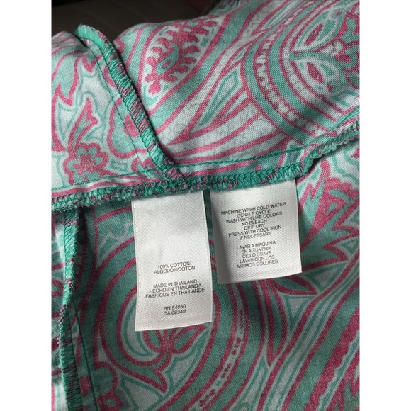 Jones New York Women Blouse Tie front Small Green Pink Paisley Small - Picture 14 of 15